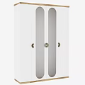 Modern White Wardrobe Design With Wooden Frame Oval Panel Doors And Metal Handles