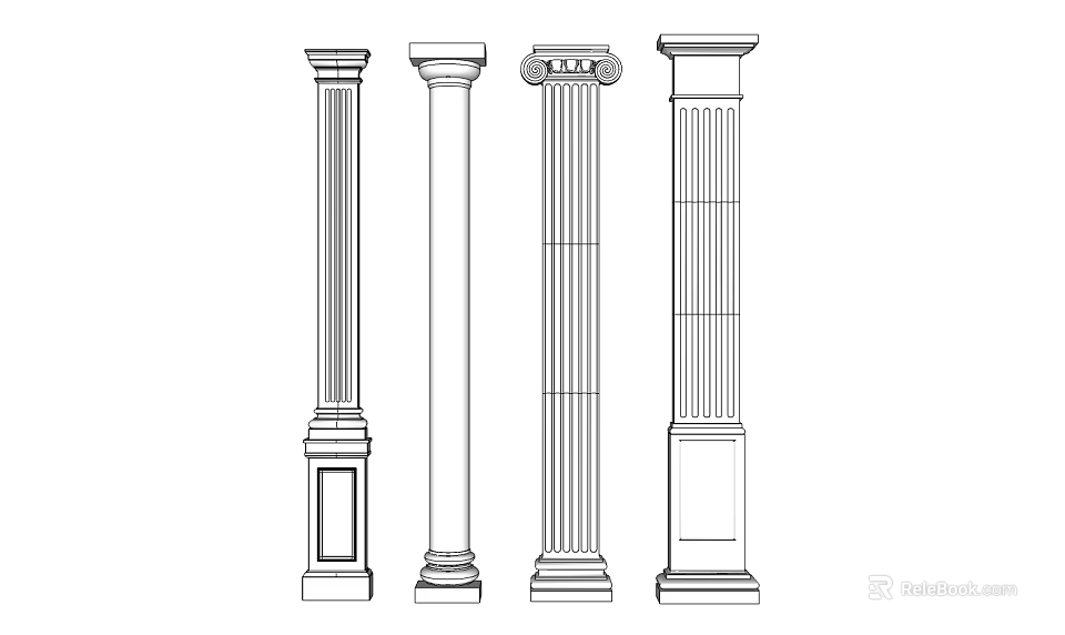 Classical Roman Columns With Various Architectural Styles And Design Details 3d model 