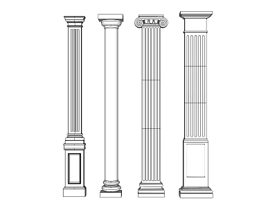 Classical Roman Columns With Various Architectural Styles And Design Details 3d model