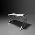 Modern Functional Desk With White Tabletop And Sturdy Metal Cross Legs