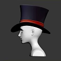 Two Blue Top Hats With Red Ribbon On White Mannequin Head In Dark Background