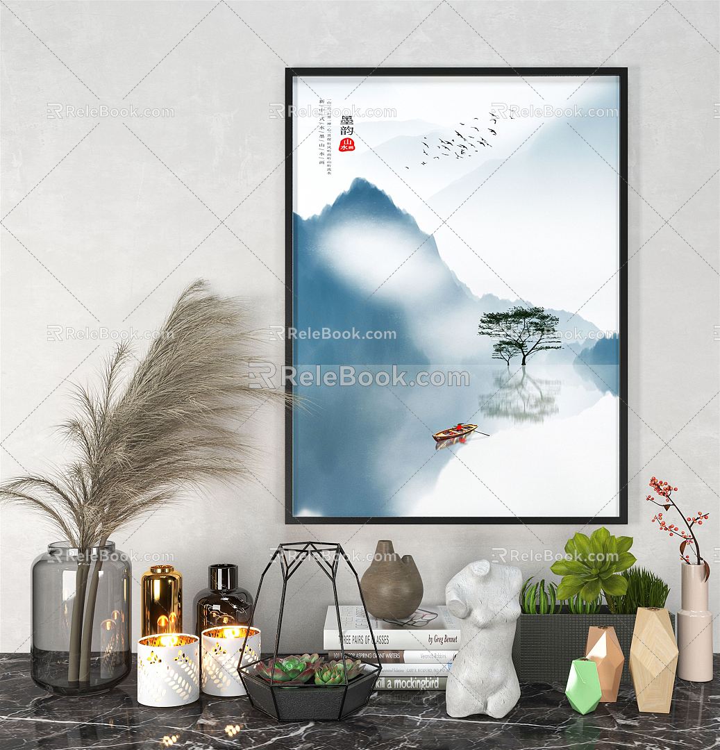 New Chinese Landscape Painting Decorative Painting 3d model