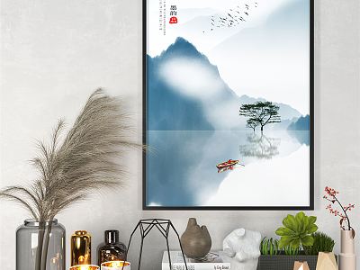 New Chinese Landscape Painting Decorative Painting 3d model