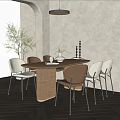 Modern Cream Style Dining Table and Chair Combination Cream Dining Table and Chair 3d model