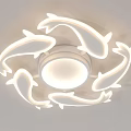 Modern White Fish Shaped Ceiling Light With Circular Illuminated Center Design 3d model