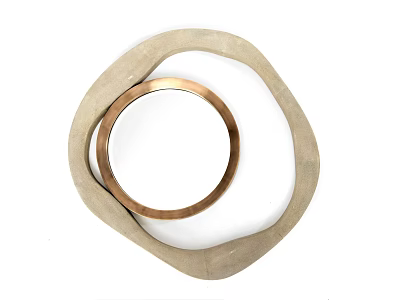 Elegant Round Decorative Mirror With Copper Frame And Beige Outer Rim Design 3d model