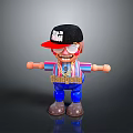 Cartoon Figure With Black Red Cap Smiling Face Striped Shirt Blue Pants And GANGBOSS Text