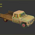Vintage Yellow Pickup Truck With Wooden Bed And Single Cab Design