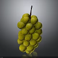 Yellow Grapes with Water Drops and Red Stem on Gray Gradient Background