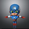 Cute Superhero Style Cartoon Character Featuring Blue Helmet Green Eyes Red Gloves And Boots