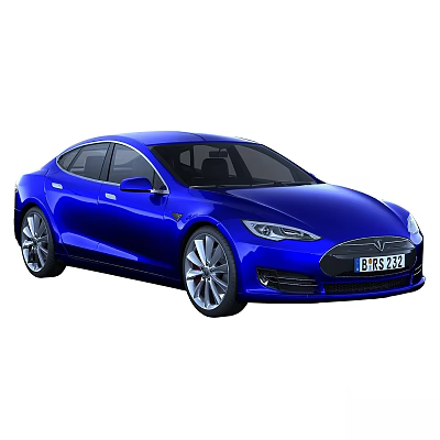 Blue Tesla Electric Sedan Showcasing Modern Sleek Exterior Design And Stylish Alloy Wheels 3d model