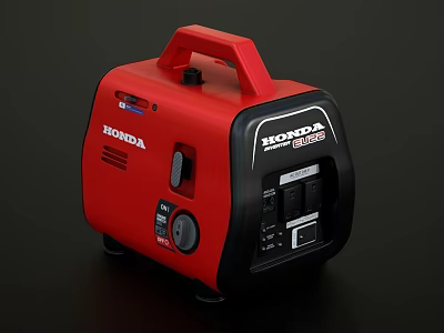 Red And Black Honda Portable Industrial Generator With Control Knobs And AC Outlets 3d model