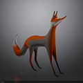 Red and Gray Fox 3D Model in Standing Pose with Dark Background