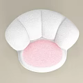 White Fluffy Single Sofa With Pink Seat And Round Soft Design 3d model