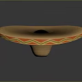 Traditional Straw Hat With Wide Brim Round Crown And Orange Band