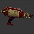 Vintage Red And Gold Metallic Weapon With Spiral Design And Handle