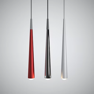 Modern Conical Pendant Lights In Red Black Silver With Sleek Metallic Design 3d model