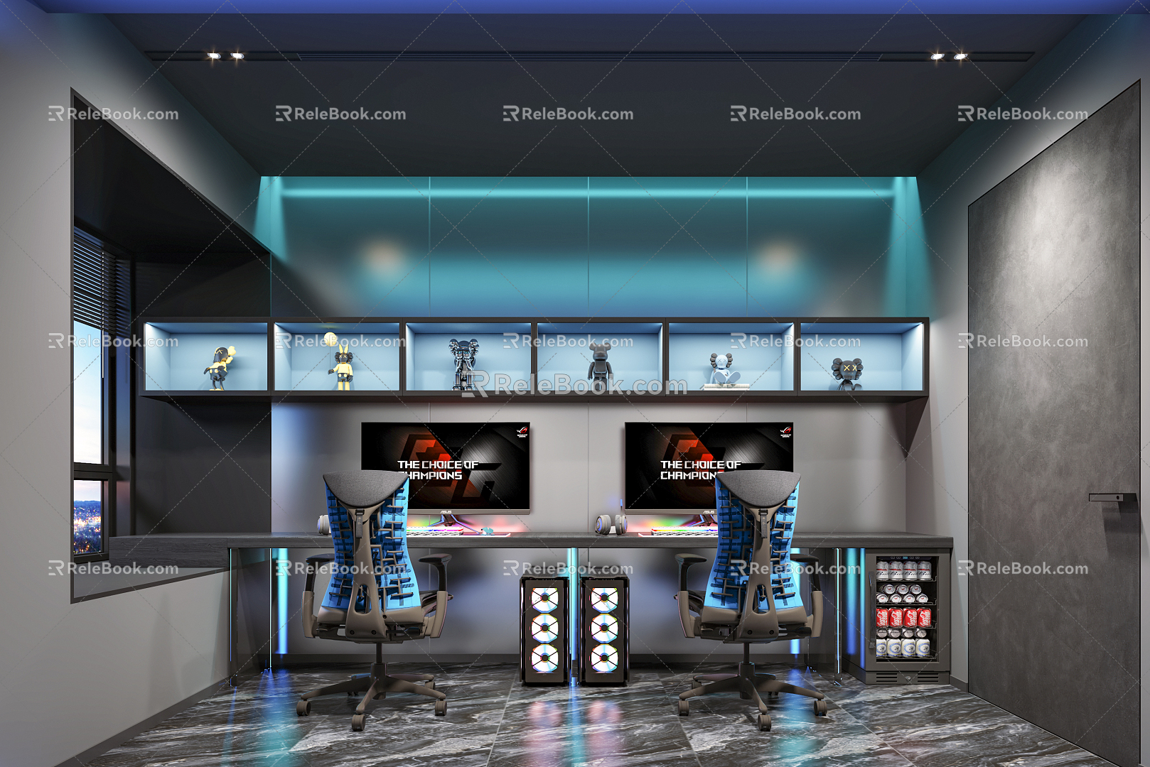 Modern E-sports Room Home E-sports Room E-sports Table and Chair Computer Decoration Small Pieces 3d model