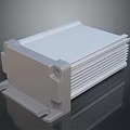 Durable Grey Metal Enclosure with Heat Sink Fins and Mounting Holes for Industrial Electronic Applications