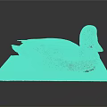 Brown Duck with Yellow Beak and Black Head on Wooden Board against Gray Background