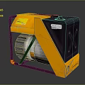 Yellow And Black Industrial Machine With Metal Frame Roller And Red Accents