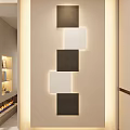 Modern Entryway Hallway Interior Design With Wall Decor Lighted Square Dark And Light Panels 3d model