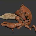 Orange Spiked Spotted Fantasy Lobster Like Creature Character 3d model