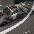 Rusty Modified Sports Car Parked By Concrete Garage With Graffiti Wall