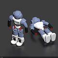 Blue And White Plastic Robot Toys Standing And Lying For Kids