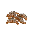 Freshly Baked Golden Flaky Croissants Stacked On White Background With Powdered Sugar