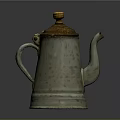 Vintage Ceramic Kettle with White Body and Brown Lid as Daily Electrical Appliance