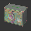 Gray Audio Speaker With Mesh Front Panel Top Handle Control Knobs And Red Indicator Light