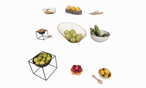 Modern fruit vegetable fruit food fruit plate 3d model