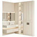 Elegant Modern Bathroom Vanity With Marble Countertop Mirror And White Cabinetry