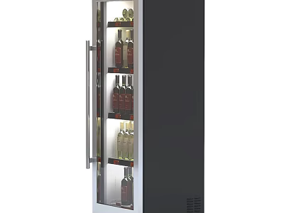 Modern Wine Cabinet With Glass Door And Multiple Shelves For Wine Bottles 3d model