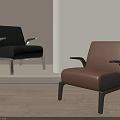 Modern Black And Brown Leather Leisure Chairs With Armrests And Sleek Design