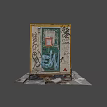 Graffiti Covered Mobile Trailer With Colorful Street Art And Weathered Surfaces Parked On Urban Street