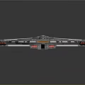 3D Aerospace Model of Cosmic Space Station with Circular Structure Extended Arms and Textured Surface