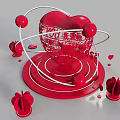 Red Heart Shaped Decoration With Anyu Text And 520 Love Theme Stand