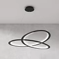 Modern Circular Ring Chandelier With White Light Hanging On Gray Wall Ceiling 3d model