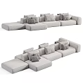 Light Gray Modular Sofa With Cushions Modern Design Multiple Angles 3d model