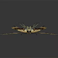 Vibrant Yellow Black Butterfly with Intricate Wing Patterns on Dark Background and Reflection 3d model