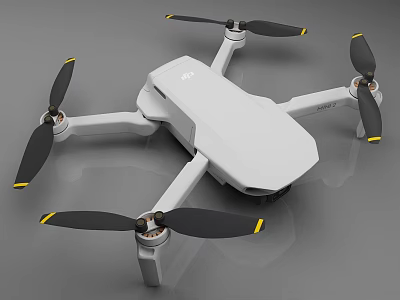 White Foldable Drone With Four Propellers Yellow Accents And Modern Sleek Design 3d model
