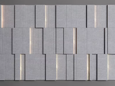 Modern Grey Textured Wall Panel Design With Rectangular Blocks And Layers 3d model