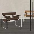 Modern Leisure Chairs With Leather Upholstery And Metal Frames In Minimalist Interior