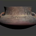 Ancient Two Handled Pottery With Intricate Carved Patterns And Rustic Patina 3d model