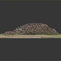 Stacked Wood Pile With Stone Decorations And Green Grass Natural Landscape Model