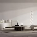 Quiet sofa tea table combination 3d model