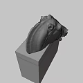 Ancient Horse Head Stone Sculpture With Intricate Carved Details On Pedestal