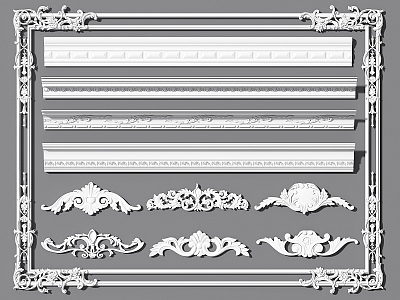 European-style gypsum line corner line carved corner flower gypsum line 3d model